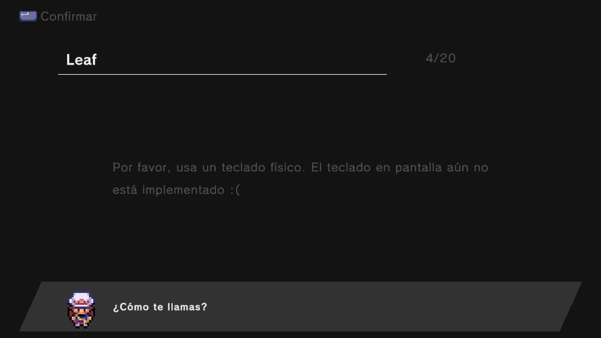 Pedido de nombre del jugador