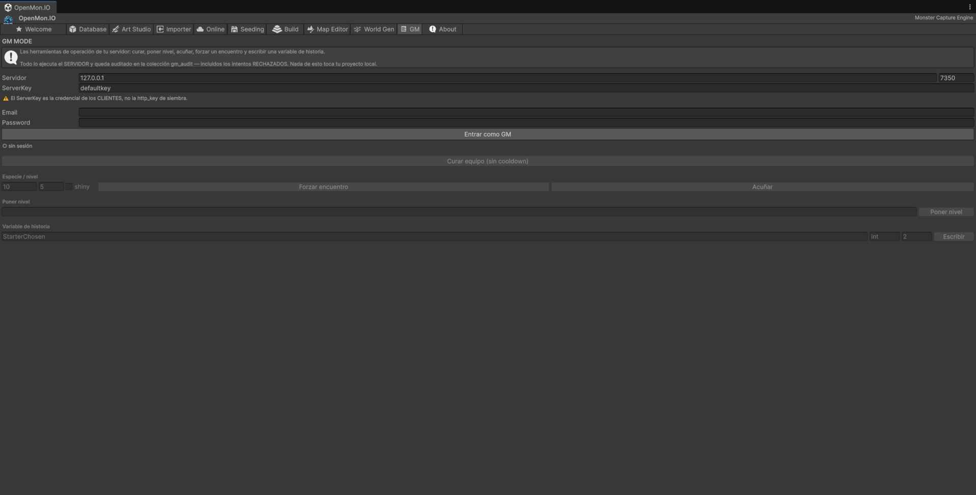 OpenMon Hub の GM タブ