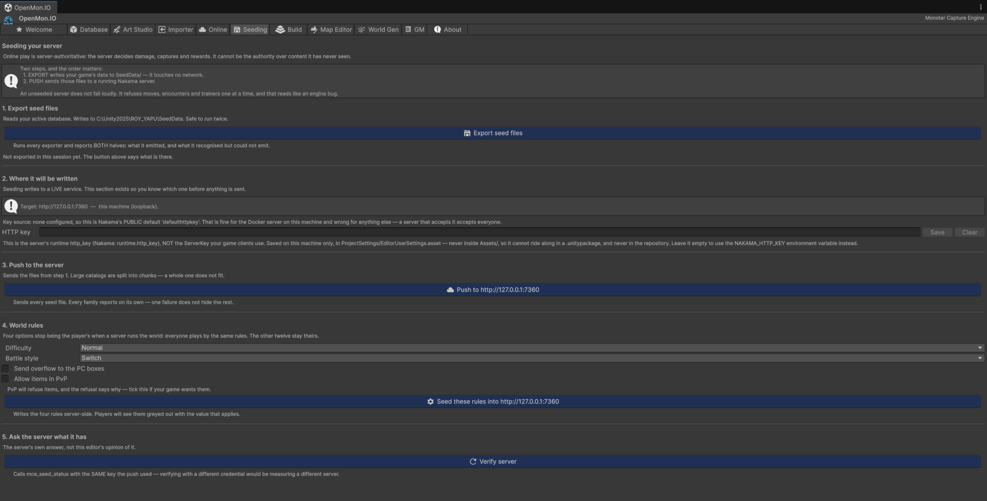 OpenMon Hub の Seeding タブ